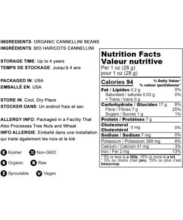 Organic Cannellini Beans 3lb - Non-GMO White Kidney Beans | Vegan & Kosher | High Fiber & Protein | Ideal for Soup, Salad & Chili - Buy Online on GoSupps.com