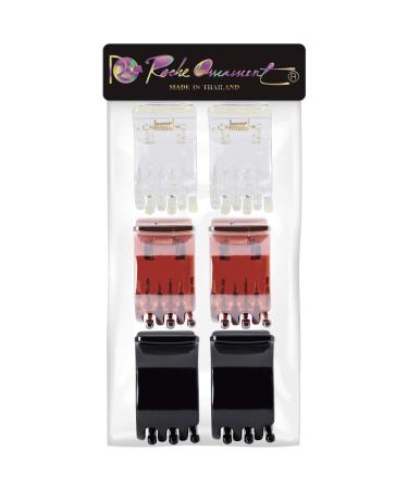 RC Roche 6-Piece Super Supreme Hair Clips Set - Medium Transparent Brown & Black - International Shipping Available - Buy Online on GoSupps.com