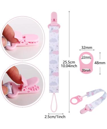 Pacifier Holder Leashes 8 Pcs Set for Girls | Silicone Button Ring Adapters | Fits All Pacifiers | Baby Teething Toys & Shower Gift - Buy Online on GoSupps.com