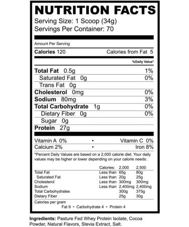 Precision ISO Chocolate 5lb - Premium Whey Protein Isolate (27g) + Amino Acids Zero Sugar GMO Free - 70 Servings - Buy Online on GoSupps.com