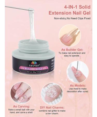 EBANKU Solid Builder Gel 30ml - 2PCS Sculpting & Extension Gel for Natural Nails - Clear Hard Gel for Professional Salon & DIY Nail Extensions - Buy Online on GoSupps.com
