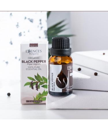 Essences Bulgaria Organic Black Pepper Essential Oil 15ml - 100% Pure & Natural Therapeutic Grade - Aromatherapy, Cosmetics - Cruelty Free, Vegan - Buy Online on GoSupps.com