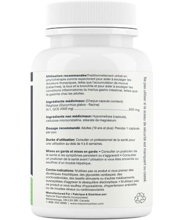 Maxion 2 Pack Licorice Root Capsules 500mg to Relieve Heartburn Acid Reflux Coughs and Respiratory Infections to Maintain Gastrointestinal Function 60 Capsules (2) - Buy Online on GoSupps.com