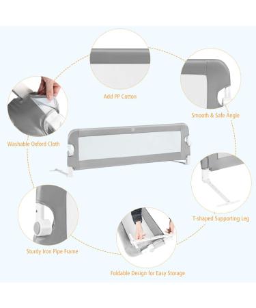 BABY JOY Toddler Bed Rail 59-Inch Grey Swing Down Safety Guard for Crib, Twin, Double, Full, Queen & King Size Mattress - Buy Online on GoSupps.com