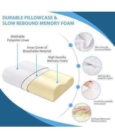 Findigit Ergonomic Cervical Orthopedic Memory Foam Pillow for Neck Pain Relief - Contoured, Supportive Design for Side, Back, and Stomach Sleepers - White 23.6*14*3.6/4.3 - Buy Online on GoSupps.com