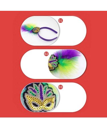 hgnxa Mardi Gras Headband for Woman with Sequins Feather Delicate Headbands Anti Slip Headbands Sweet Girls Prom Supplies Headband mask - Buy Online on GoSupps.com