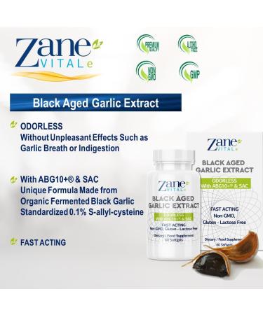Aged Black Garlic Capsules - Immune System & Heart Health Support - 60 Capsules Non-GMO Gluten-Free - Zane - Buy Online on GoSupps.com