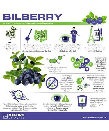 Oxford Vitality Bilberry Supplements | 4000mg Extra Strength Tablets for Eye Health & Antioxidant Support (120 count) - Buy Online on GoSupps.com
