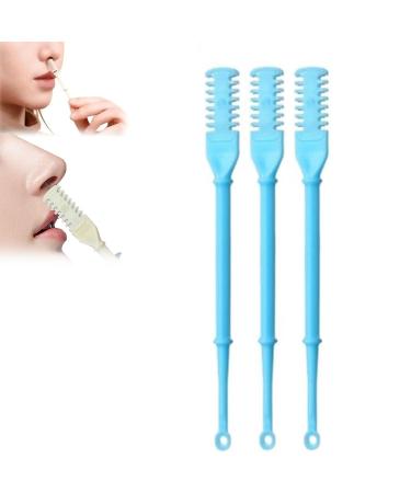 2-in-1 Nasal Hair Cutter Double Sided Nose Hair Knife Nostril Hair Remover Tool 360 Rotating Manual Nose Hair Trimmer Manual Rotary Nose Hair Cleaner & Trimmer(Blue 3pc) 3pc Blue