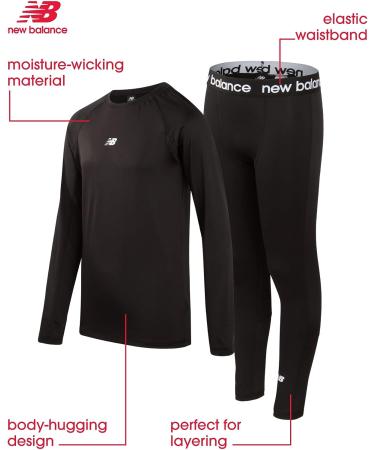 New Balance Boys' Performance Underwear Set - Long Sleeve T-Shirt and Tights (Black, Size 14-16) - Buy Online on GoSupps.com