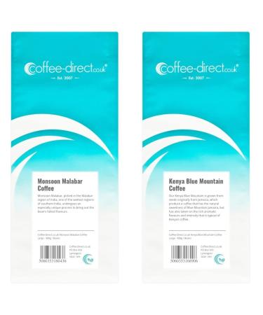 Coffee Direct Monsoon Malabar Coffee Beans 908 g & Kenya Blue Mountain Coffee Beans 908 g