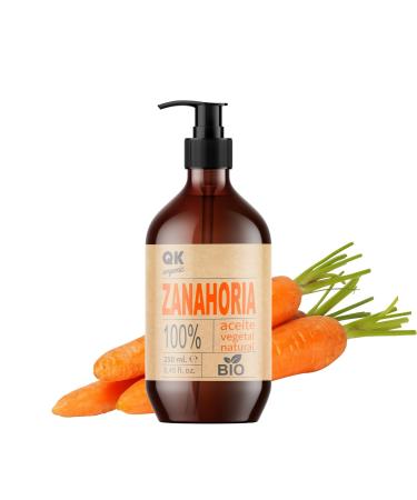 Qknatur - CARROT OIL 250 ml - 100% Pure and Natural - Natural sun tanner - Moisturizes and Rejuvenates the skin - Repairs hydrates and nourishes the hair