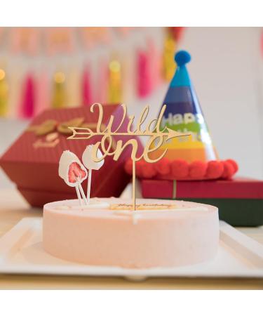 PLIGREAT One Year Old Baby Birthday Cake Toppers Wild One Cake Topper Wooden Cake Topper Cupcake Toppers for Newborn Baby Boys Girls Baby Shower Birthday Party Cake Decorations Cake Shops Supplies - Buy Online on GoSupps.com