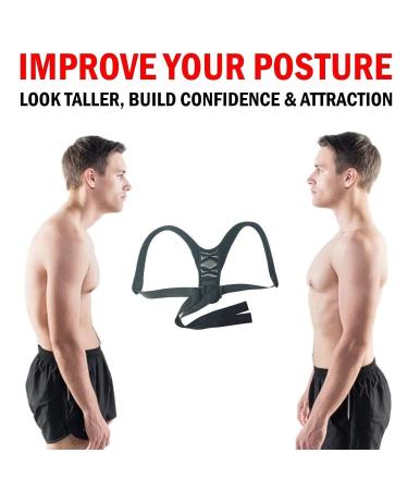 Stayfit Posture Corrector: Adjustable Unisex Back Brace for Upper Back Pain Relief and Support - Spine Neck Straightener Strap in Black - Buy Online on GoSupps.com
