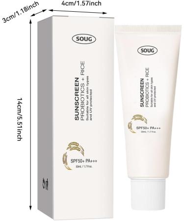 ADERN Korean Sunscreen Spf 50 Face | Spf 50 Face Moisturiser | Rice Probiotic Sunscreen | Moisturizing Sunblock | SPF 50+ Sunscreen with Rice Extracts | UVA & UVB Protetion Suncream for Body and Face - Buy Online on GoSupps.com