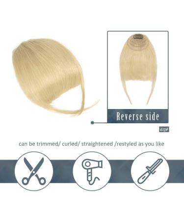 BARSDAR Clip in Fringe 100% Real Human Hair Bangs - 613#-1 Beach Gold - Washable/Dye-able - Neat Bangs for Women - Buy Online on GoSupps.com