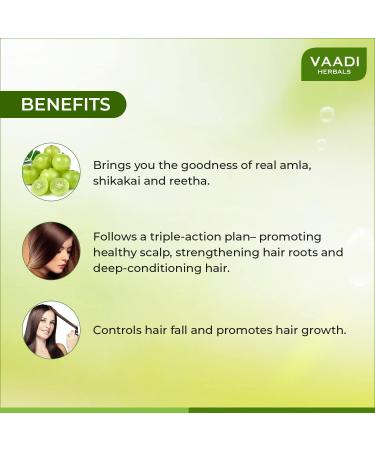Vaadi Herbals Hair Growth Shampoo - Amla Shikakai 350ml | Anti Hairfall, Damage Control & Dandruff Treatment - Buy Online on GoSupps.com
