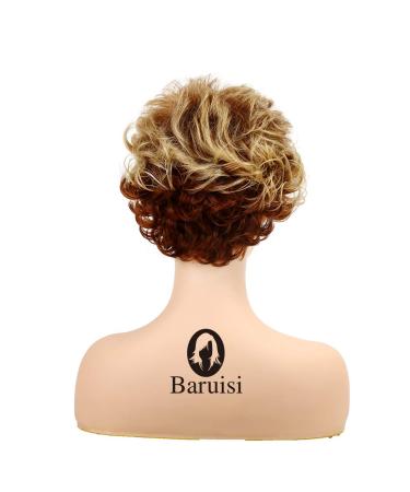 Baruisi Short Fluffy Brown Curly Wig for Women - Natural Synthetic Hair with Bangs - Buy Online on GoSupps.com