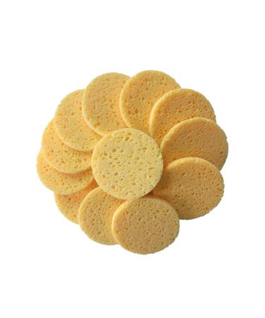 Healeved Compressed Sponges Round Makeup Sponge Bath Sponges for Shower Face Sponge Face Wash Sponge Bath Sponge Pad Facial Sponge Facial Cleaning Sponge Make up Sponge Loofah Care 50 Pcs Yellow Size3