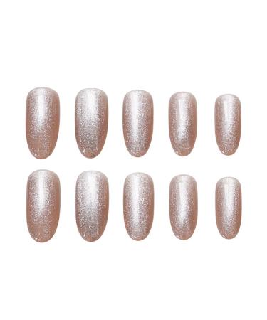 Chtom Nia 86-Lactine Powder Gray Cat Eye Fake Finger Tabs Wearing Nail Sticker 24 Tablet Stickers