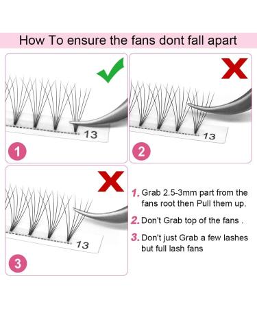 6D-C-0.10 12mm Short Stem Pre Made Fan Eyelash Extensions - Russian Volume Lashes 0.07 0.10 - Buy Online on GoSupps.com