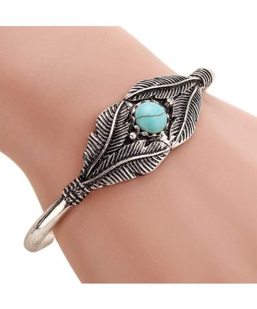2pcs Antique Bracelet Leaves Shape Bangle Open Cuff Bangle Adjustable Cuff Bracelets Wrist Jewelry for Women Birthday Valentines Day Gift - Buy Online on GoSupps.com