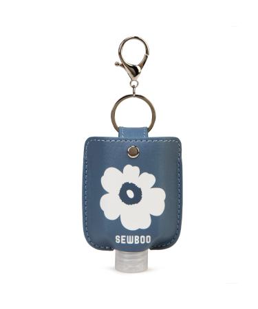 SEWBOO Sanitizer Holder with Travel Bottle Refillable Mini Travel Hand Sanitizer Keychain Holder for Backpack & Purse Ash Blue