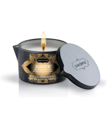 KAMA SUTRA Ignite Massage Candle - Coconut Oil and Soy Based - Vanilla Sandalwood 6 oz/170 Melts into Warm Massage Oil - Sensual Massage Candle Pour Spout Massage Candle