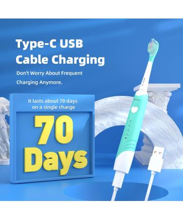 ED06 Electric Toothbrush for Teens - Waterproof 4 Sonic Modes Rechargeable Green - Ideal for Boys & Girls - Buy Online on GoSupps.com
