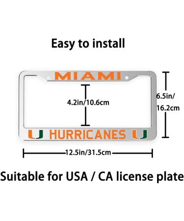 MIAMI University Hurricanes Front License Plate Frame - Silver Metal Sturdy Cover - Buy Online on GoSupps.com