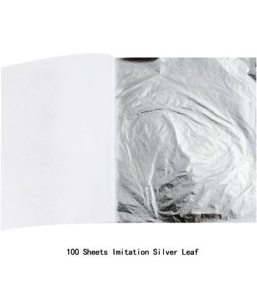 Silver Imitation Leaf Sheets for Gilding and Craft Projects - 100pcs, 5.5x5.5 Inches - Perfect for Art, Furniture, Resin Jewelry, Nail Art - Buy Online on GoSupps.com
