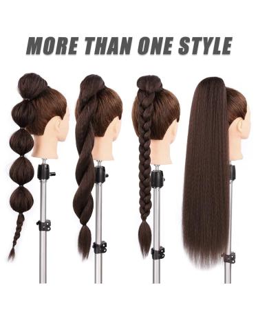 60 cm Long Straight Ponytail Hairpiece - Synthetic Hair Extension for Women & Girls (Light Brown) - Buy Online on GoSupps.com