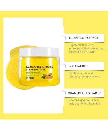 KojicAcid And Turmeric Pads Turmeric KojicAcid Pads Exfolia-ting Unclog Pores Turmeric Cleansing Pads For Dark Spots Dull Skin Helps Balance Skin Oil And Water - Buy Online on GoSupps.com