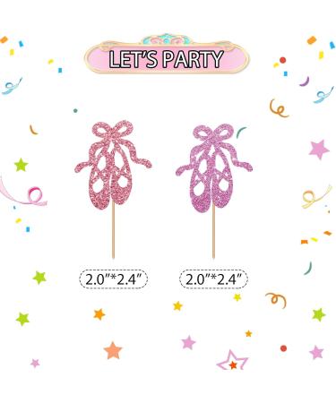 ROSTYAKZ 24pcs Ballet Cupcake Toppers Ballet Shoes Cupcake Toppers Pink Glitter Ballerina Cake Decoration for Girl Ballet Themed Baby Shower/Birthday Party Supplies - Buy Online on GoSupps.com