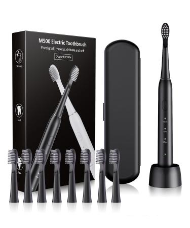 SARMOCARE Electric Toothbrush for Adults Toothbrush Electric with 8 Brush Heads Travel Case Wireless Fast Charge 3 Adjustable Modes 2-Minute Smart Timer 42000 VPM Sonic Black