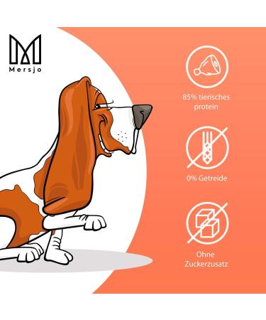 Mersjo Hundeleckerli - 85% High Meat Dog Treats | Grain & Sugar-Free Salmon Cabanos Natural Chewing Aid 500g - Buy Online on GoSupps.com