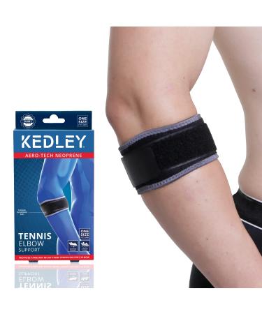 Kedley Tennis Elbow/Golfer s Elbow Support Strap | Medical Grade Compression Brace | Precise Clasp for Tennis or Golfer Elbow | Fully Adjustable Lightweight Pain Relief and Protects Forearm Single