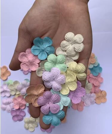 100 Pcs Handmade Mulberry Paper Gardenia Jasmine Flowers 30x30mm - Pastels Tone | Scrapbooking Wedding DIY Craft Supplies - Buy Online on GoSupps.com