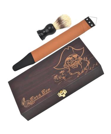 Frcolor 1 set of razor set for men shaving brush shaving razor protection case etui for razor planing razor case detection made of wood string string made of razor leather fiber wool folding knife razor