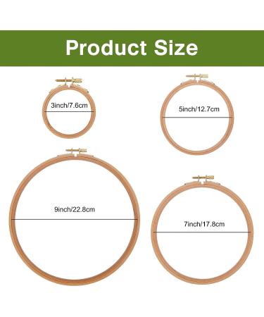Caydo 4-Piece Beech Wood Embroidery Hoops Set - 3 to 9 Inch Cross Stitch Rings for Needlework, Art Craft, and Sewing - Buy Online on GoSupps.com