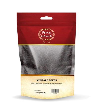 Spicy World Black Mustard Seeds Whole 400g (14oz) | Vegan | Indian Origin - Larger size seeds