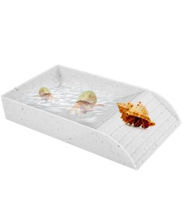 Tortoise Bath Dish Tortoise Water Bowl with Anti-Slip Ramp Reptile Food Dish Hermit Crab Climbing Toy Reusable Reptile Accessories Amphibians Habitat for Turtles Horned Frogs and Lizards Granite Color
