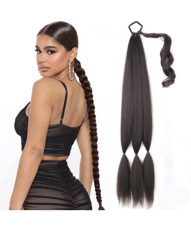 Ponytail Extensions Tie Fake Hair Extensions Long Synthetic Braided Ponytail Hair Extension for Women Hairpiece Pony Tail with Hair for Women(Color:Natural Black)