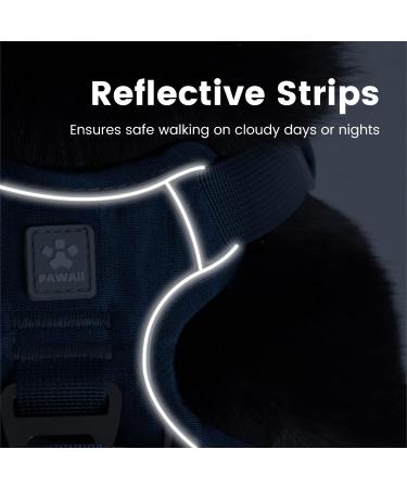 Pawaii Dog Harness for Small Dogs - Anti-Pull Reflective Adjustable & Breathable - Deep Sea Blue (43-55cm) - Buy Online on GoSupps.com