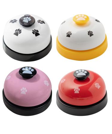 Hutvd 4 pieces of training bells for pets potty communication and cleanliness training large button and cat paws pattern dogs and cats training