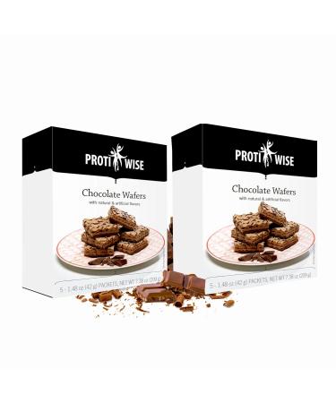 ProtiWise High Protein Wafers | Chocolate | 15g Protein Per Serving Low Carb Low Sugar High Fiber Snack | Gluten-Free Keto-Friendly Diet for Hunger Control & Weight Loss | Pack of 2 (5/Box)