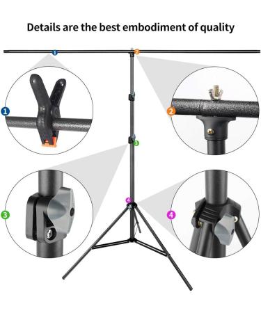 JEBUTU 5X6.5ft Green Screen Backdrop with Stand Kit | Portable T-Shape Support Stand | 5 Spring Clamps & Carrying Bag | for Zoom Video Streaming - Buy Online on GoSupps.com