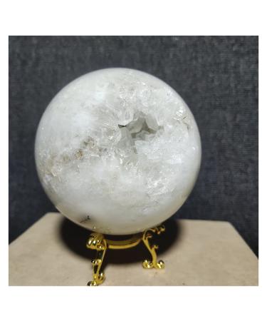 Natural Sphere Natural White Crystal Cave Moss Water Grass Agate Ball Feng Shui Home Decoration 1pc 1100-1200g