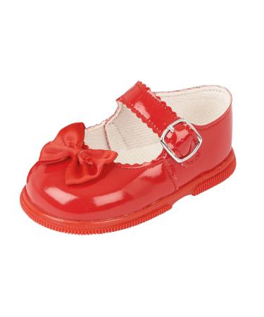 Early Days Baypods Toddler Shoes with Hard Sole Baby Girls First Walking Shoes with Anti-Slip Sole First Walkers Made in England 4 UK Child Red Patent