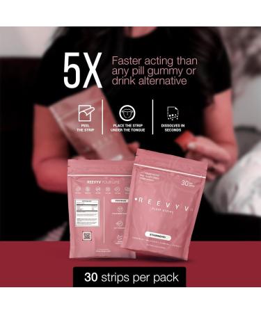 REEVYV Fast-Acting Melatonin Sleep Strips 5mg Melatonin Strips Chamomile Extract Vitamin B6 5X Faster Absorption Zero Sugar Gluten-Free Non-GMO Sleep Aids for Adults - Buy Online on GoSupps.com